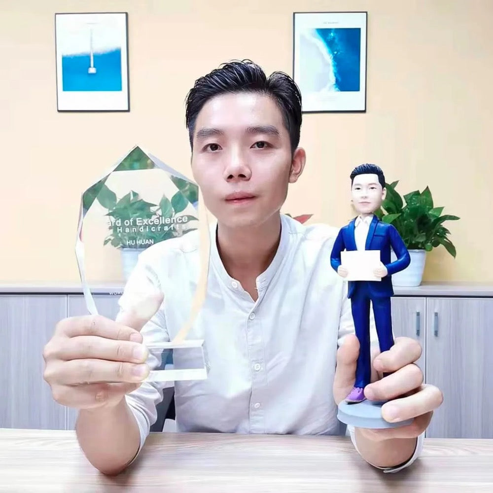 Custom Bobblehead for Men, Personalized Figurine from Photo, Unique Birthday Anniversary Gift for Husband, Boyfriend, Dad, Boss, Grandpa - uDesign Gift