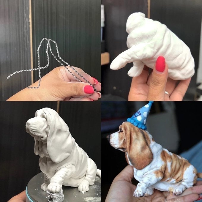 Custom pet figurine with picture, Personalized Staffordshire Bull dog portrait figure, unique gifts for pet lover, pet memorial, pet loss - uDesign Gift
