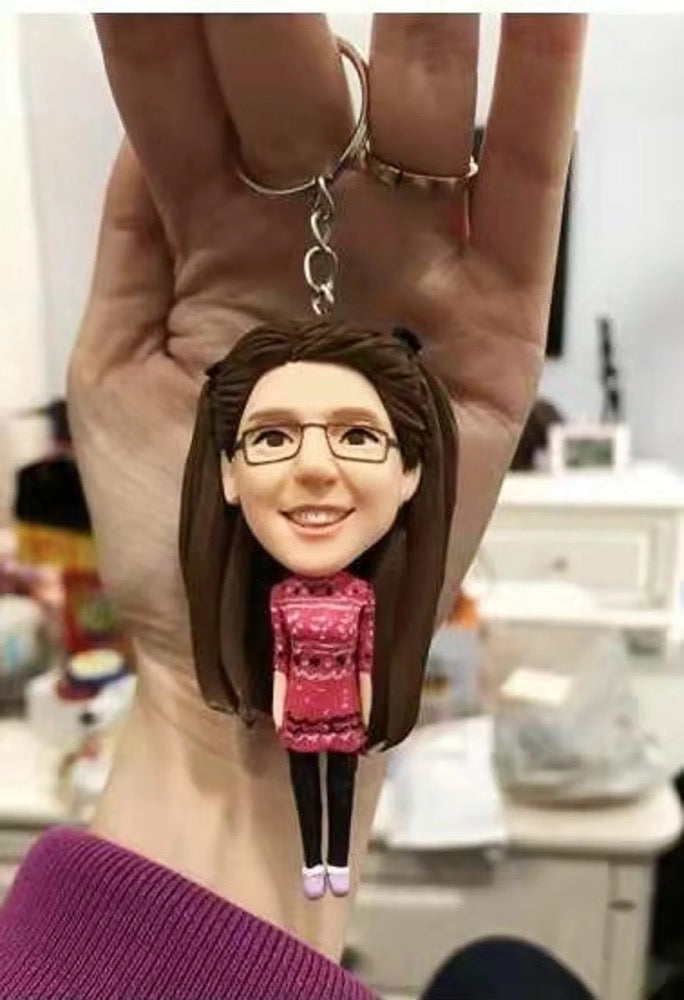 Custom Keychain figure for Men, Personalized 3d figurine keychain with Photo, Unique Birthday Anniversary Gift for Husband, Boyfriend, Dad, Boss, Grandpa - uDesign Gift