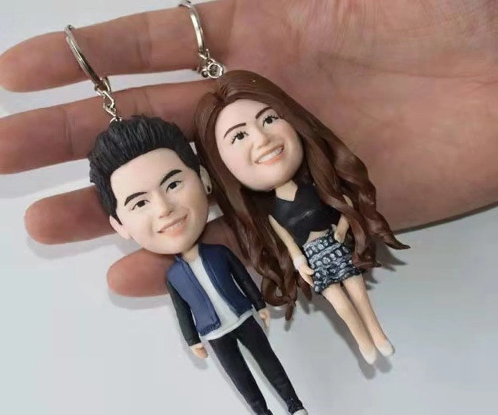 Custom Keychain figure for Men, Personalized 3d figurine keychain with Photo, Unique Birthday Anniversary Gift for Husband, Boyfriend, Dad, Boss, Grandpa - uDesign Gift