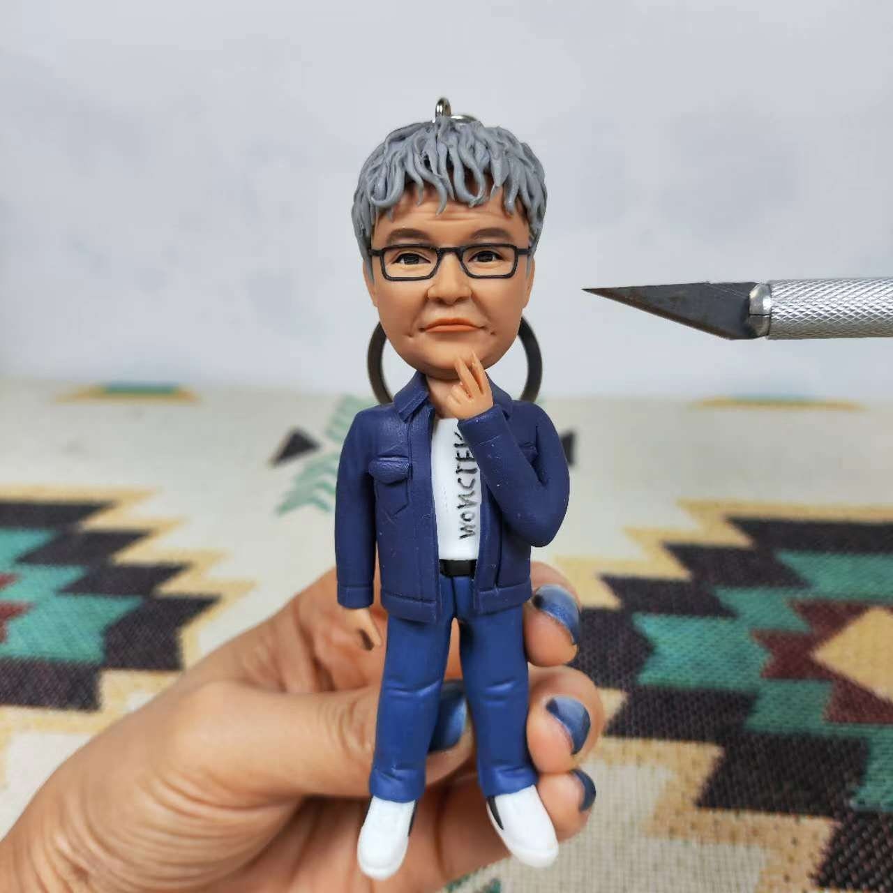 Custom Keychain figure for Men, Personalized 3d figurine keychain with Photo, Unique Birthday Anniversary Gift for Husband, Boyfriend, Dad, Boss, Grandpa - uDesign Gift