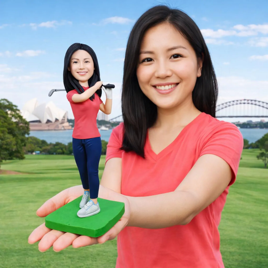 Custom Female Golfer Bobblehead handmade from photo