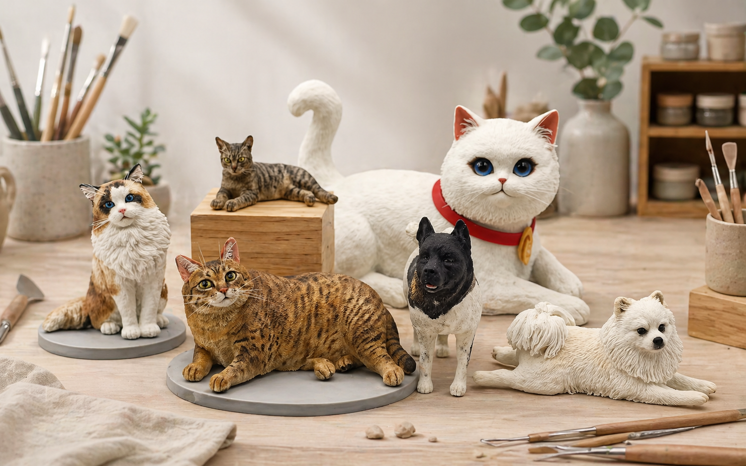 Custom pet memorial figurines from photos as meaningful keepsakes for dog and cat lovers