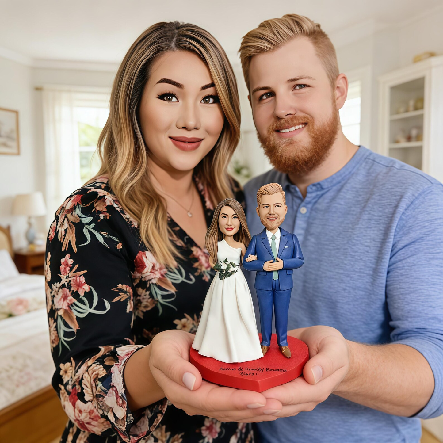 Custom Wedding Cake Topper handmade From Photo – Bride and Groom