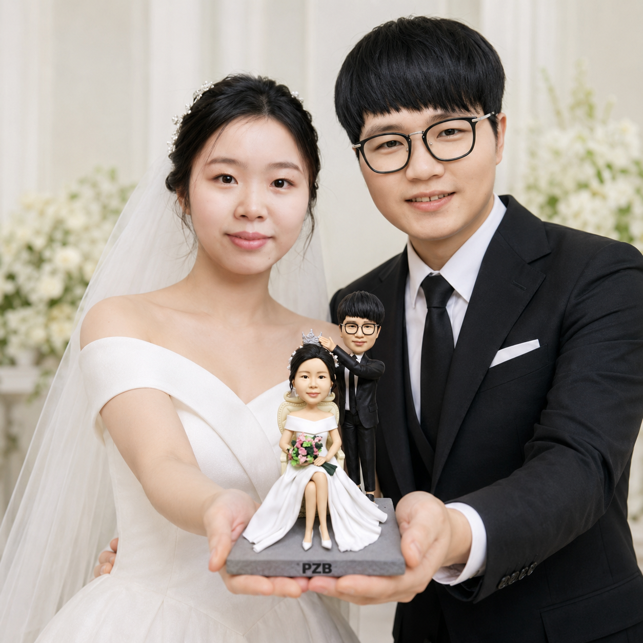 Custom Wedding Welcome Doll, Bride and Groom Figurines handmade from photo