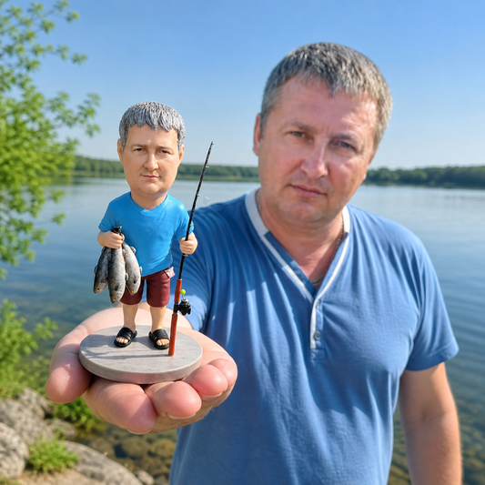 Personalized Fishing Bobblehead handmade from Photo