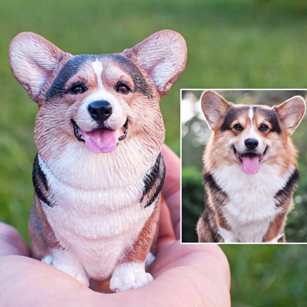 Custom Dog Portrait Figurine - Personalized 3D Pet Memorial Gift from Photo