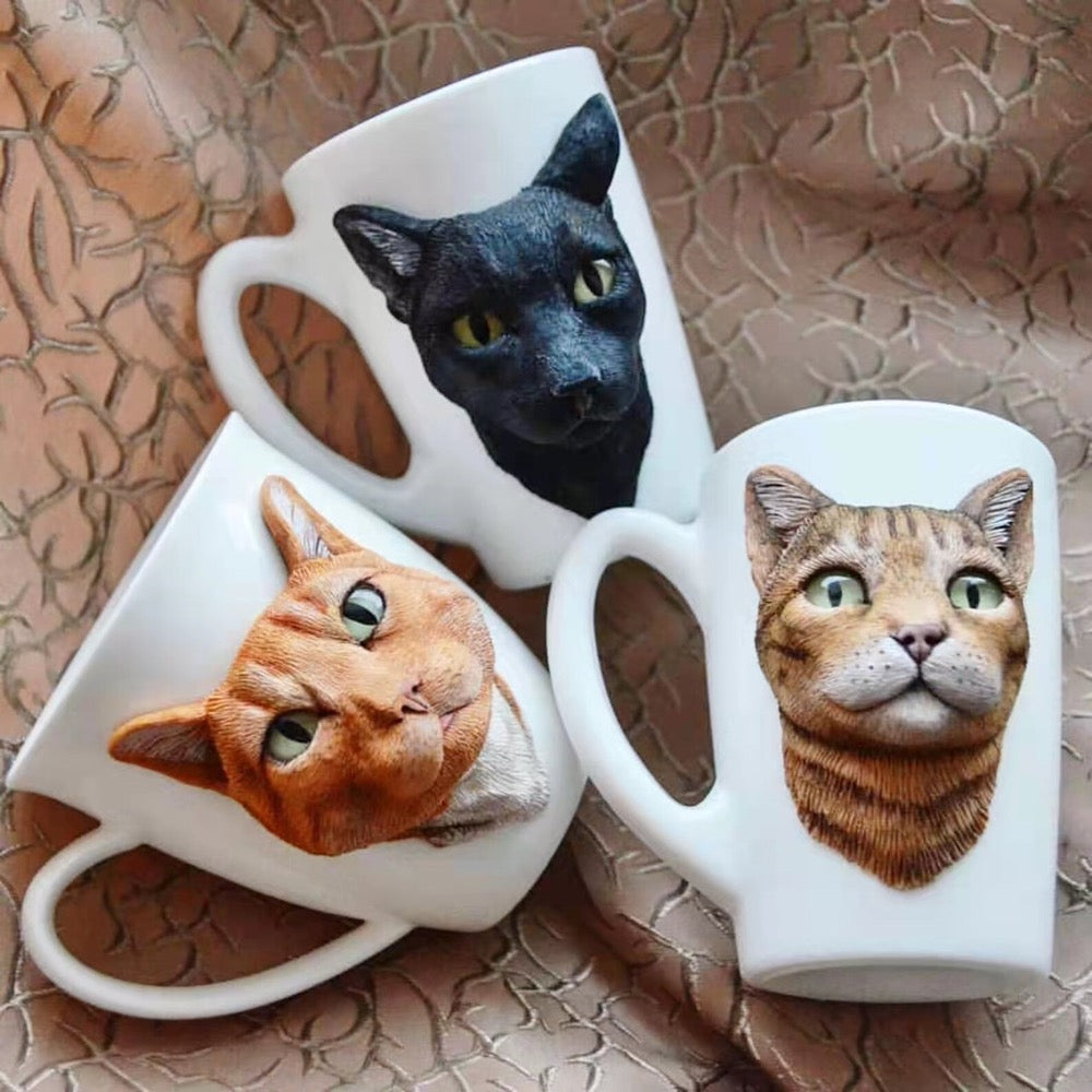 Custom pet figurine ceramic mug with picture, Personalized pet portrait figure cup, unique gifts for pet lover, pet memorial, pet loss - uDesign Gift