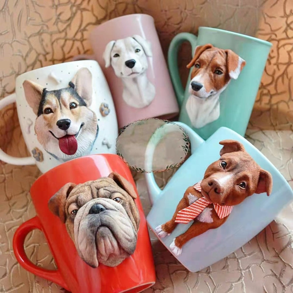 Custom pet figurine ceramic mug with picture, Personalized pet portrait figure cup, unique gifts for pet lover, pet memorial, pet loss - uDesign Gift