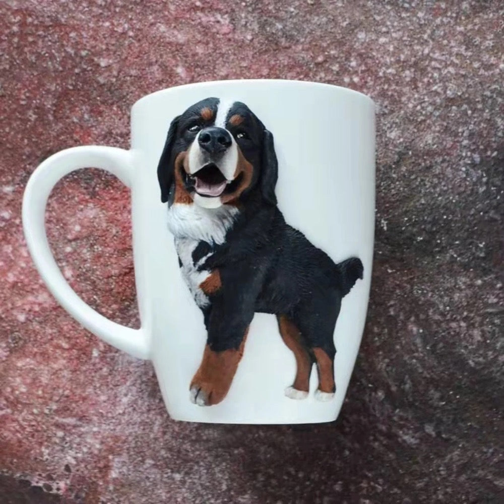 Custom pet figurine ceramic mug with picture, Personalized pet portrait figure cup, unique gifts for pet lover, pet memorial, pet loss - uDesign Gift