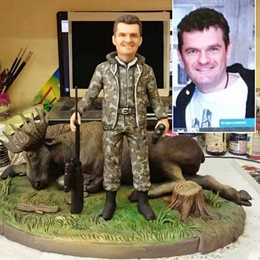 Hunting Gift Bobblehead Custom｜Bobblehead Dolls Hunter | Birthday Cake Topper Bobblehead Personalized, Unique Hunting Gift For Men Husband