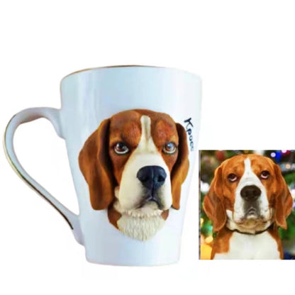 Custom pet figurine ceramic mug with picture, Personalized pet portrait figure cup, unique gifts for pet lover, pet memorial, pet loss - uDesign Gift