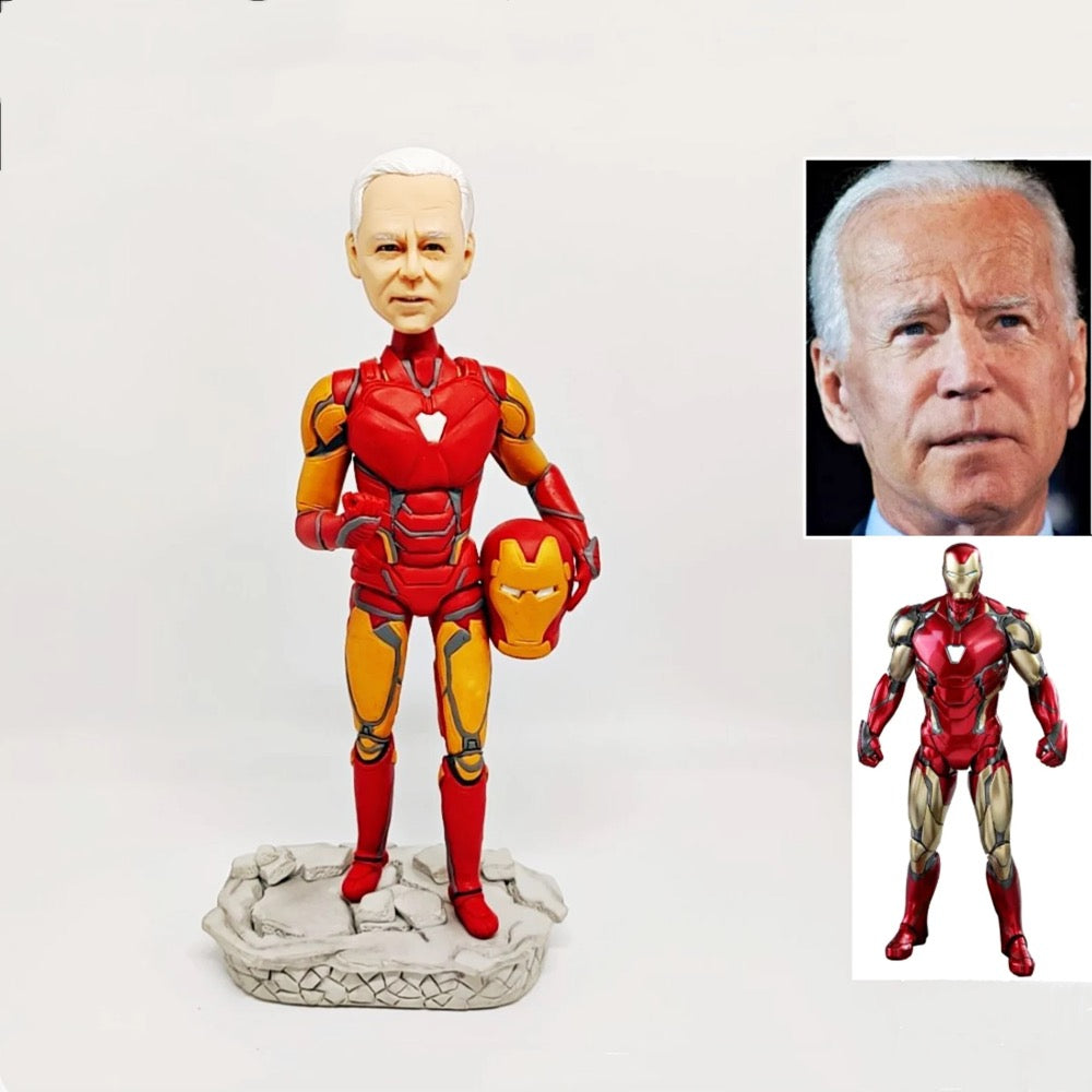 custom marvels figurine gifts for men, personalized superhero figure from photo, customized DC comics portrait statue doll, Iron Man cosplay