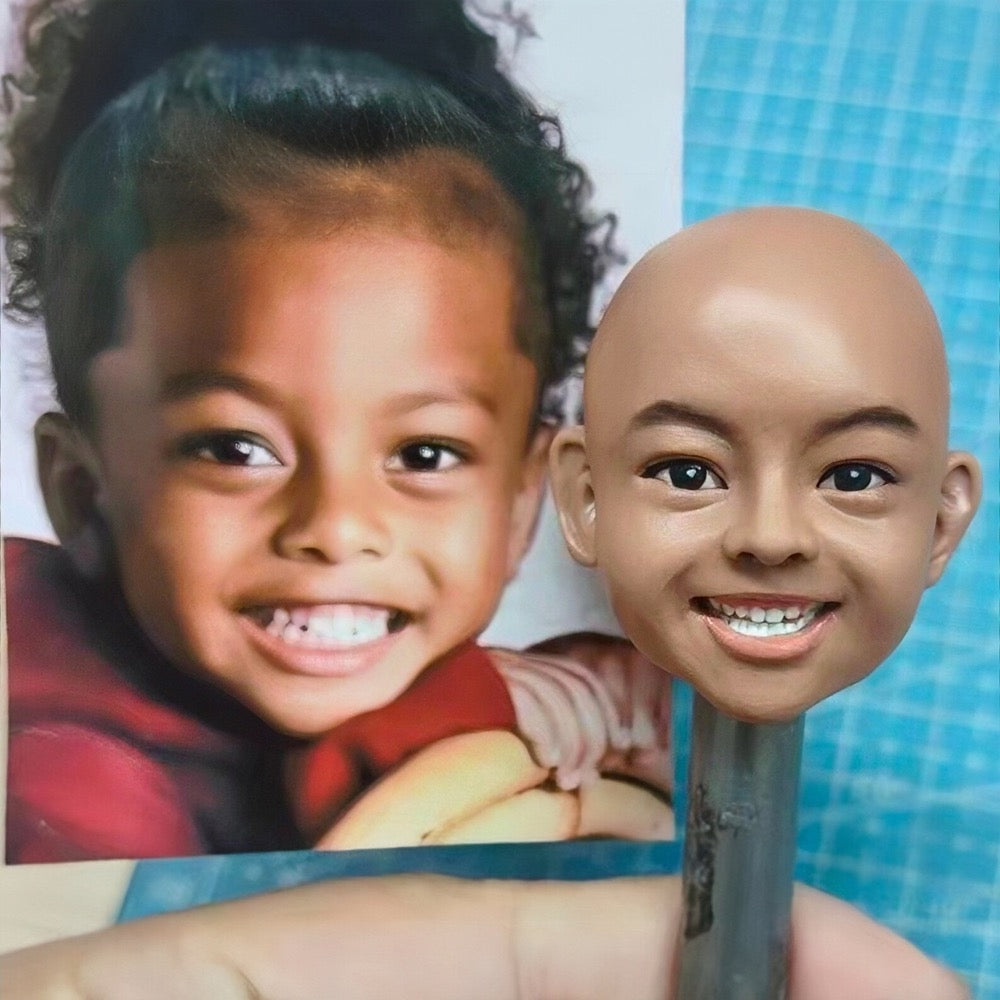 Personalisierte Figuren Baby vom Foto- Individuelle  Wackelkopfpuppe - Geschenk für Kinder & Teens
