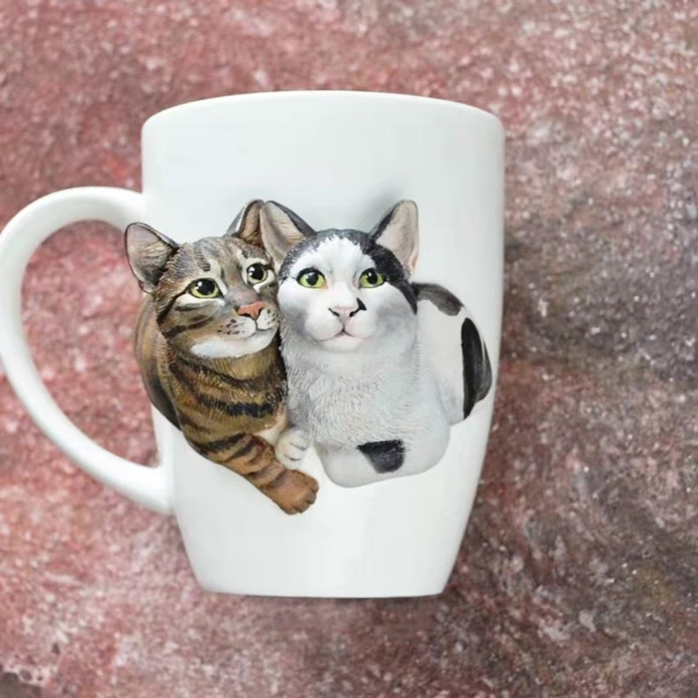 Custom pet figurine ceramic mug with picture, Personalized pet portrait figure cup, unique gifts for pet lover, pet memorial, pet loss - uDesign Gift