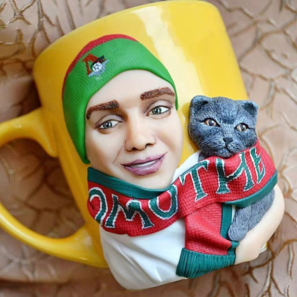 Custom pet figurine ceramic mug with picture, Personalized pet portrait figure cup, unique gifts for pet lover, pet memorial, pet loss - uDesign Gift
