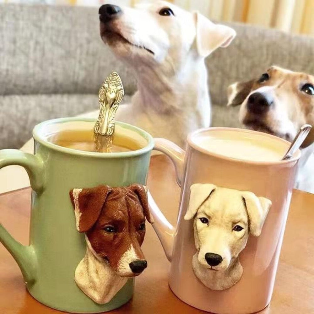 Custom pet figurine ceramic mug with picture, Personalized pet portrait figure cup, unique gifts for pet lover, pet memorial, pet loss - uDesign Gift