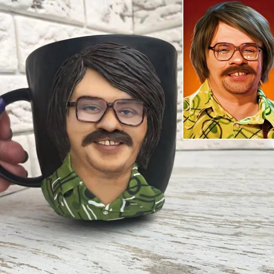 Custom 3D Portrait Mug - Personalized Handmade Gift for Coffee Lovers, Him, Men, Birthday