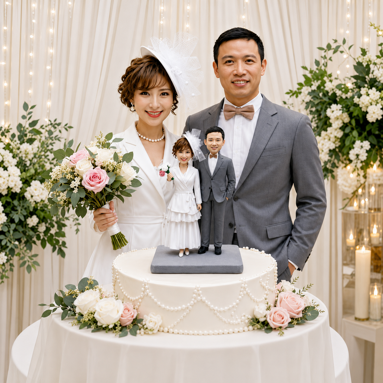 Wedding Cake Topper, Custom Bride and Groom Figurines handmade from photo