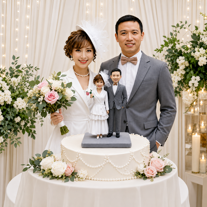 Wedding Cake Topper, Custom Bride and Groom Figurines handmade from photo