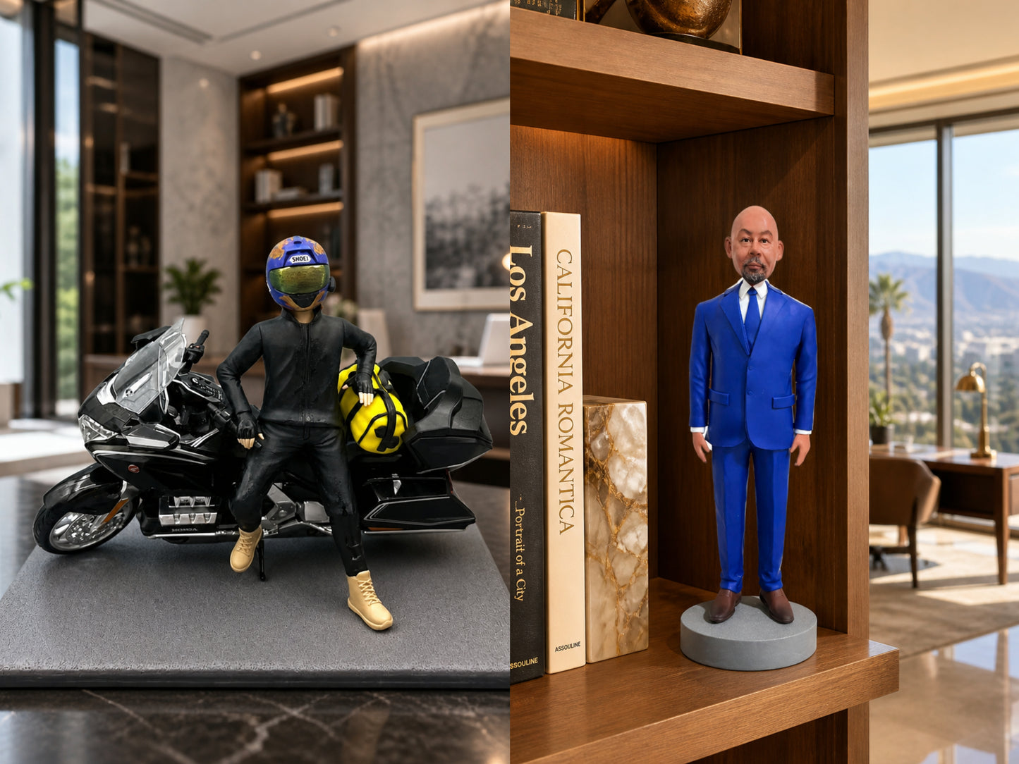 Personalized figurine displayed on a home office desk as an birthday keepsake