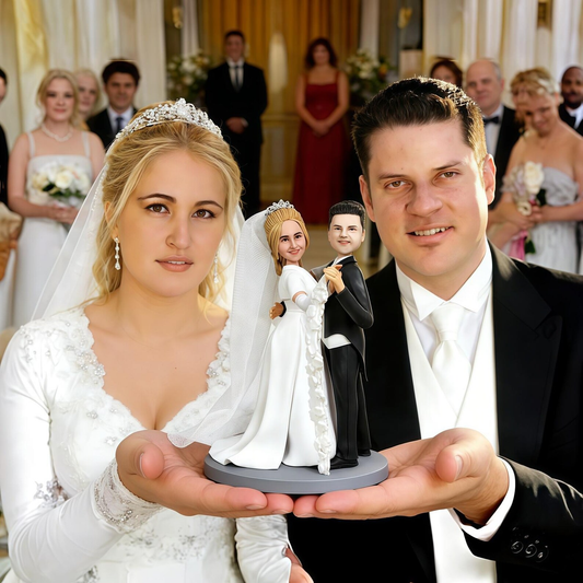 Bride and groom figurine from photo as personalized wedding keepsake