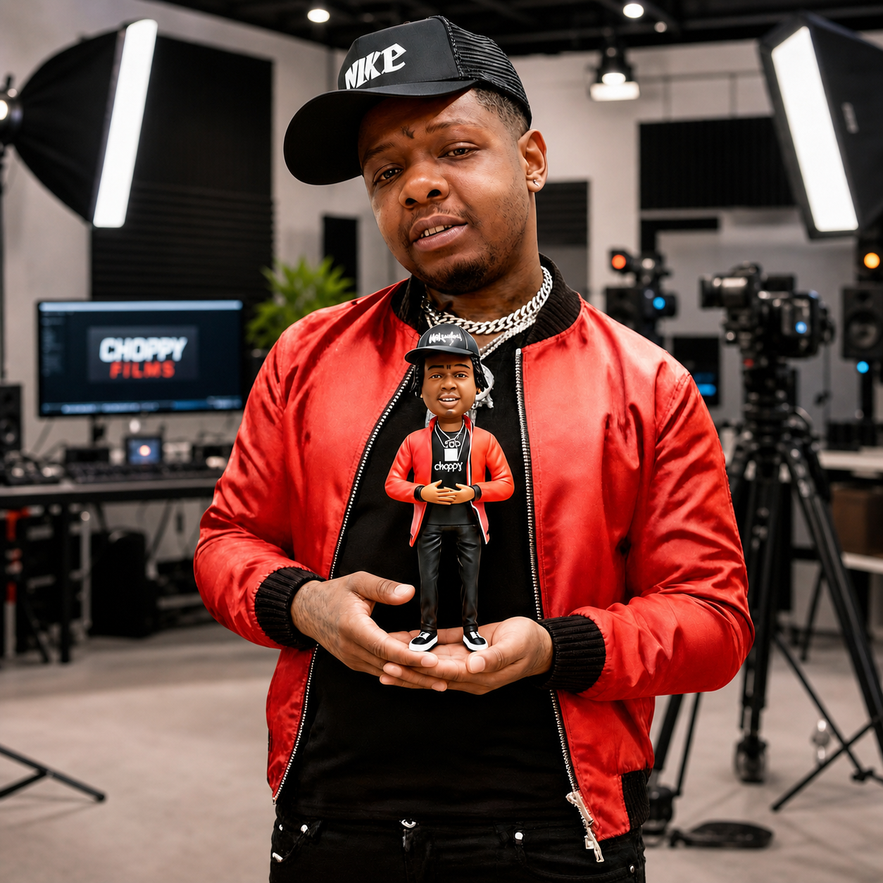 Custom African American rapper bobblehead from photo as personalized musician gift