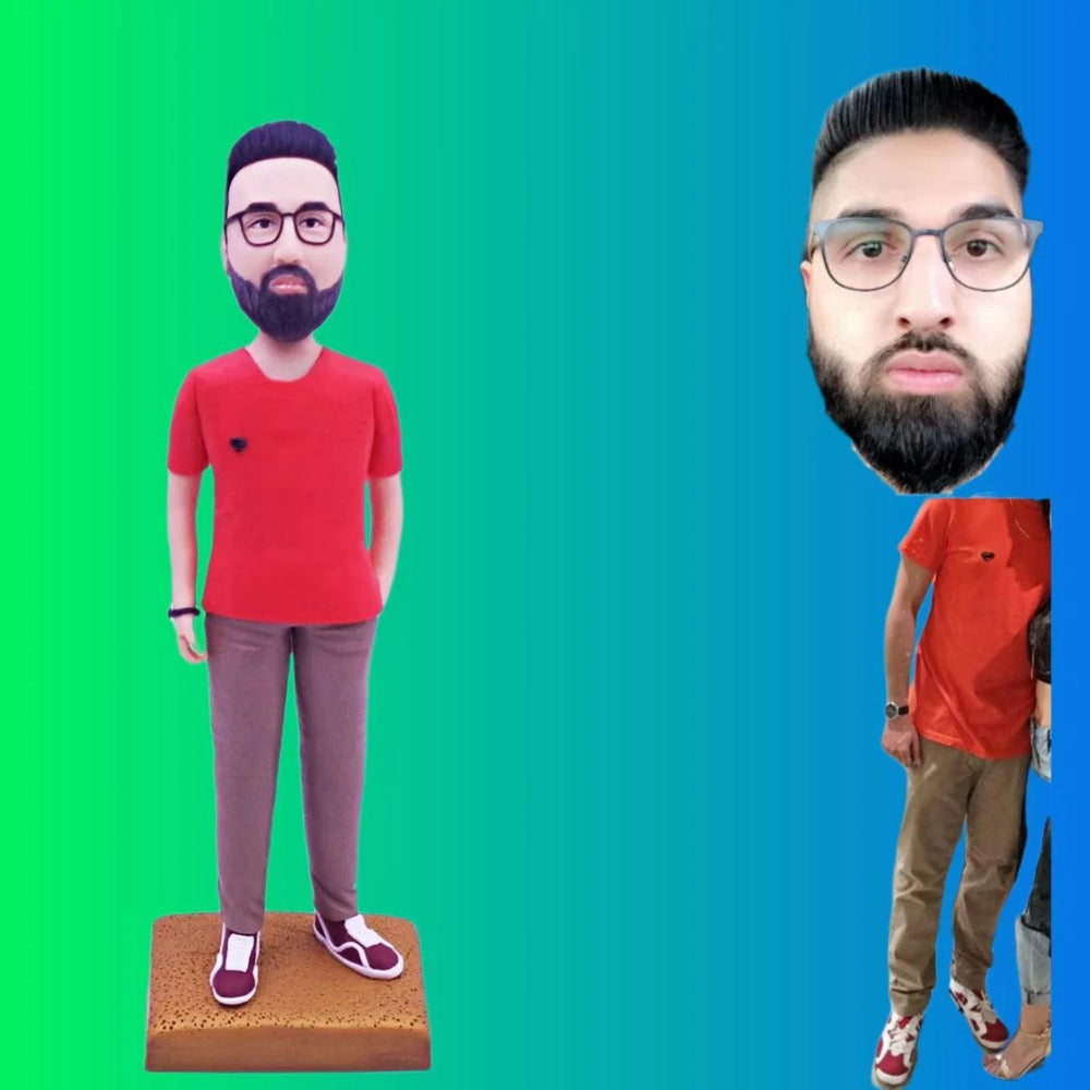 Custom Bobblehead for Men, Personalized Figurine from Photo, Unique Birthday Anniversary Gift for Husband, Boyfriend, Dad, Boss, Grandpa - uDesign Gift
