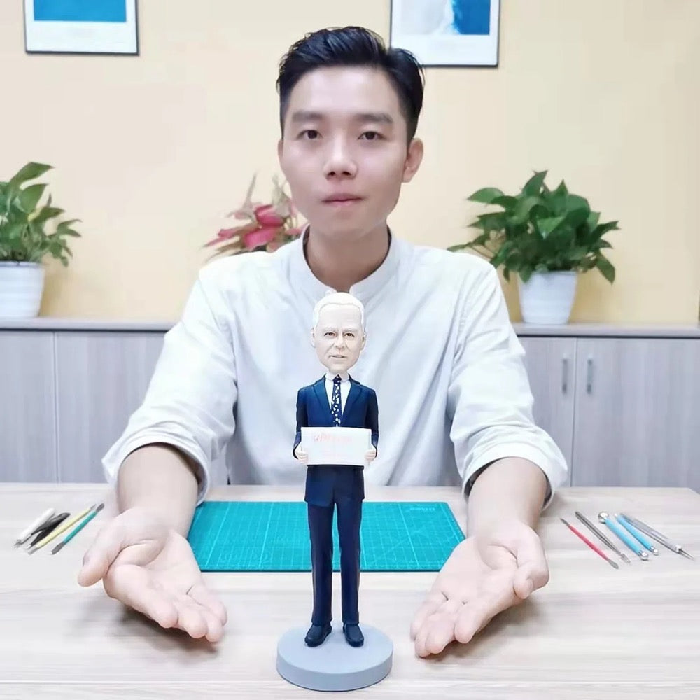 Custom Bobblehead for Men, Personalized Figurine from Photo, Unique Birthday Anniversary Gift for Husband, Boyfriend, Dad, Boss, Grandpa - uDesign Gift
