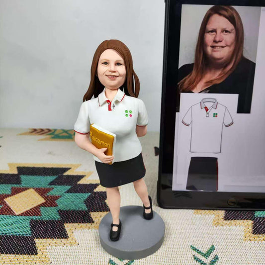Custom bobblehead teacher, personalized appreciation gift for teacher/women, retro design, ideal for teacher's day, birthdays.