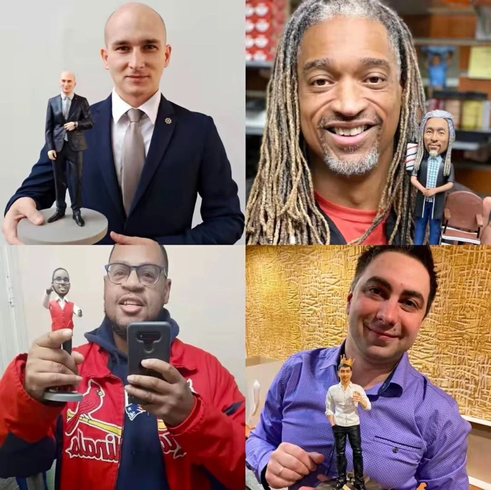 Custom Bobblehead for Men, Personalized Figurine from Photo, Unique Birthday Anniversary Gift for Husband, Boyfriend, Dad, Boss, Grandpa - uDesign Gift