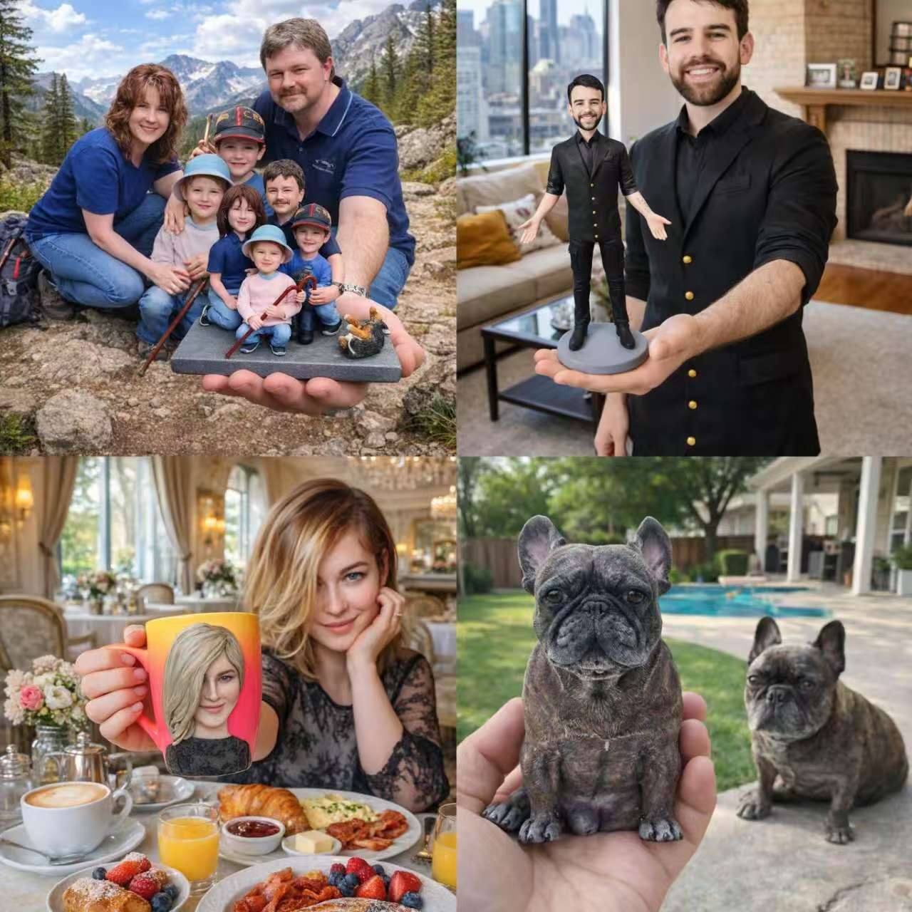 Custom Family of 3 Figurines from Photo - uDesign Gift