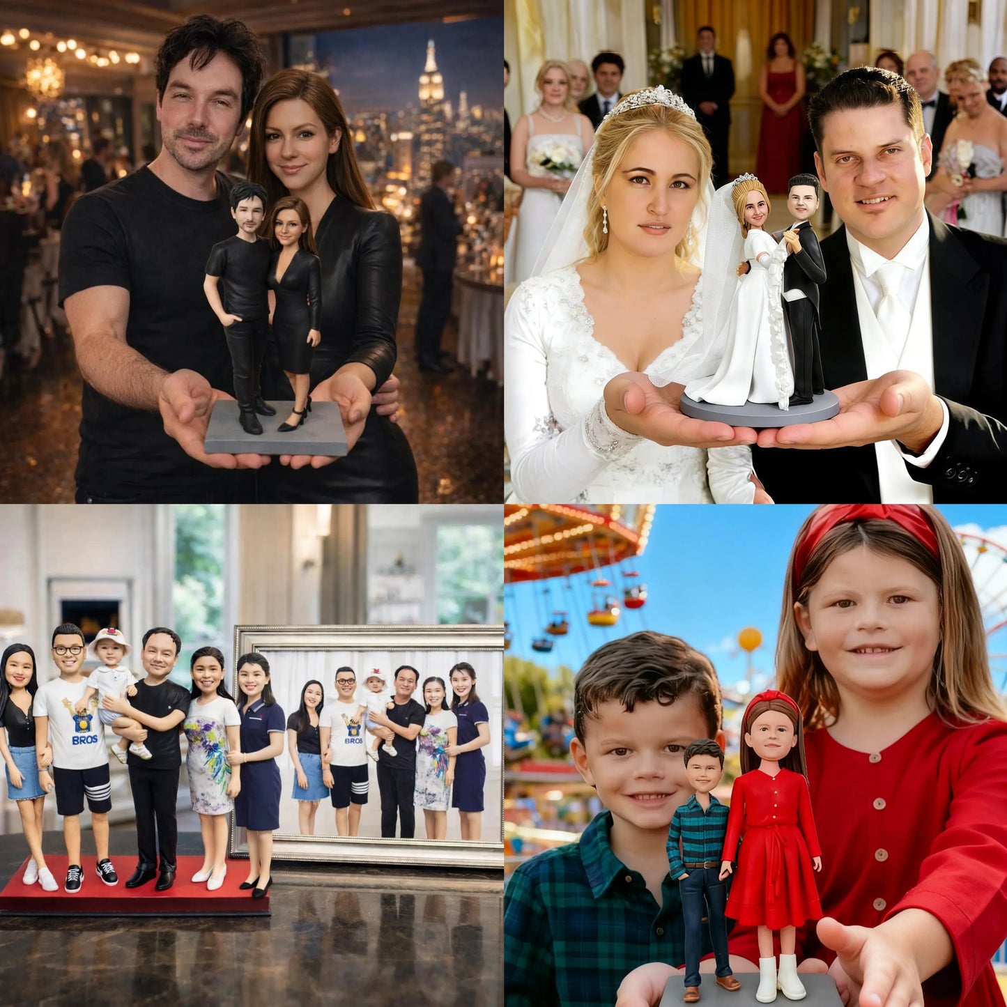 Custom couple bobblehead and wedding anniversary figurine options made from photos