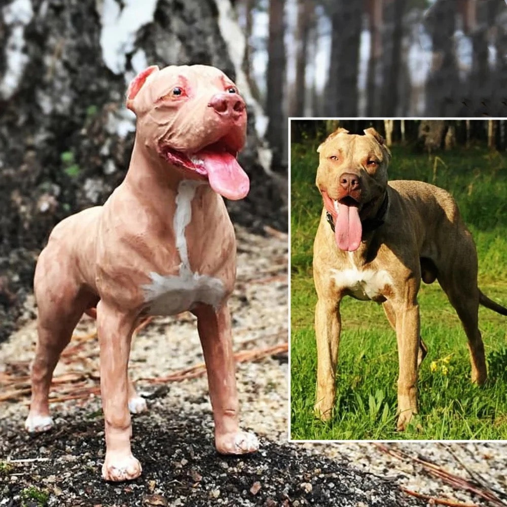 custom-dog-figurine-pit-bull-dog, Personalized dog portrait figure, unique gifts for pet lover, pet memorial, pet loss