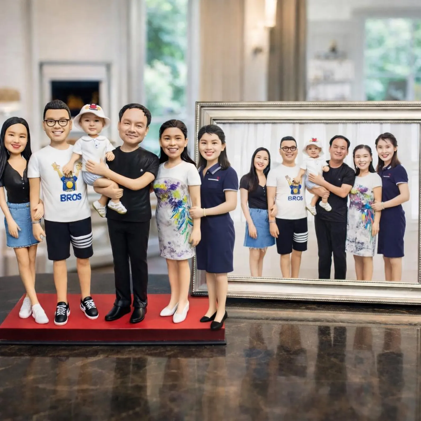 Custom Family of 6 bobbleheads from Photo handmade from photo