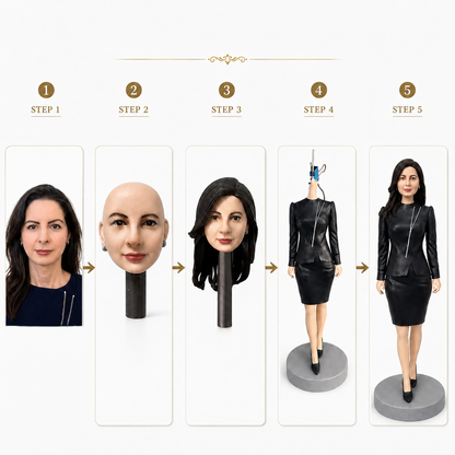 Custom Family of 4 Bobbleheads with Pet from Photo - uDesign Gift
