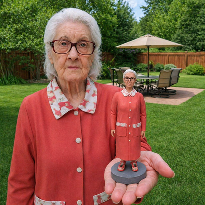 Handmade personalized figurine for mother from photo, displayed as an Mother's Day gift 