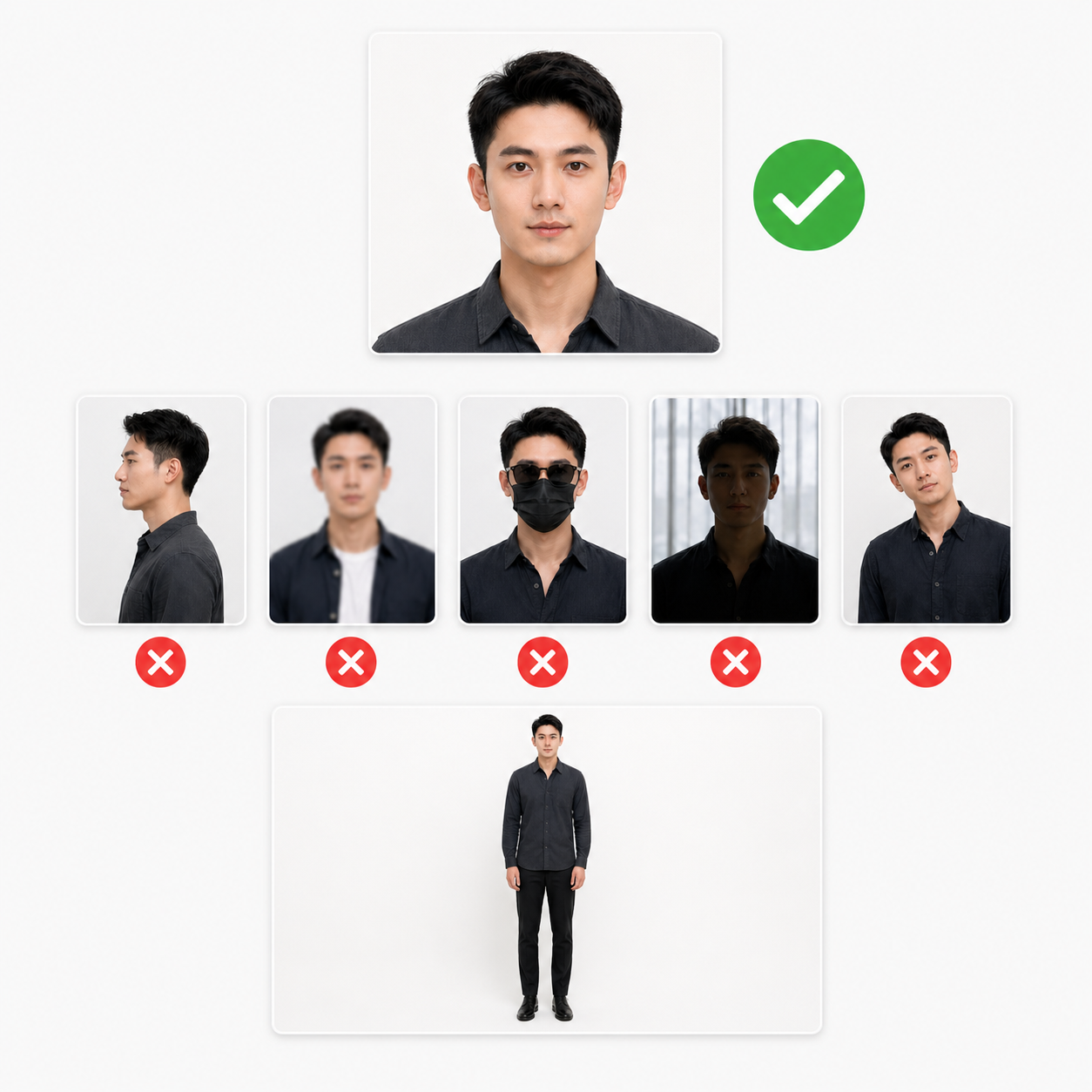 Photo guide for ordering a custom figurine with front, side, back, outfit and accessory references
