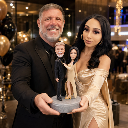 Custom husband and wife bobblehead from photo for wedding anniversary gift