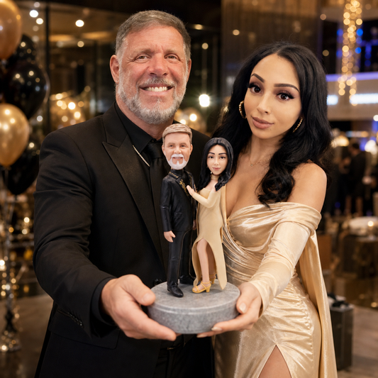 Custom husband and wife bobblehead from photo for wedding anniversary gift