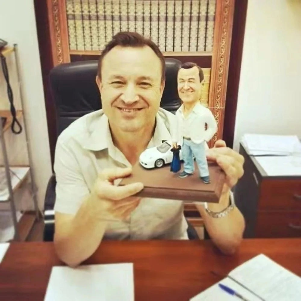 Custom made bobblehead from photo, personalized figurine cake topper, unique handmade gift at www.udesigngift.com