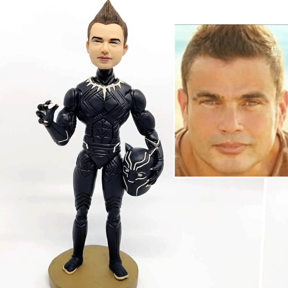 custom black panther figure from your photo, personalized marvel figure gifts for marvel fans