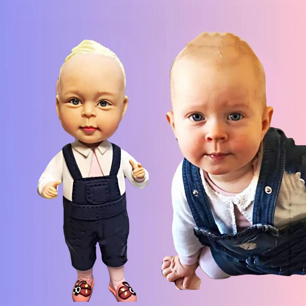 Custom Baby Bobblehead - Personalized 3D Kid Portrait Figurine from Photo - Unique Handmade Gift for Baby Shower, Birthday, or Newborn - uDesign Gift