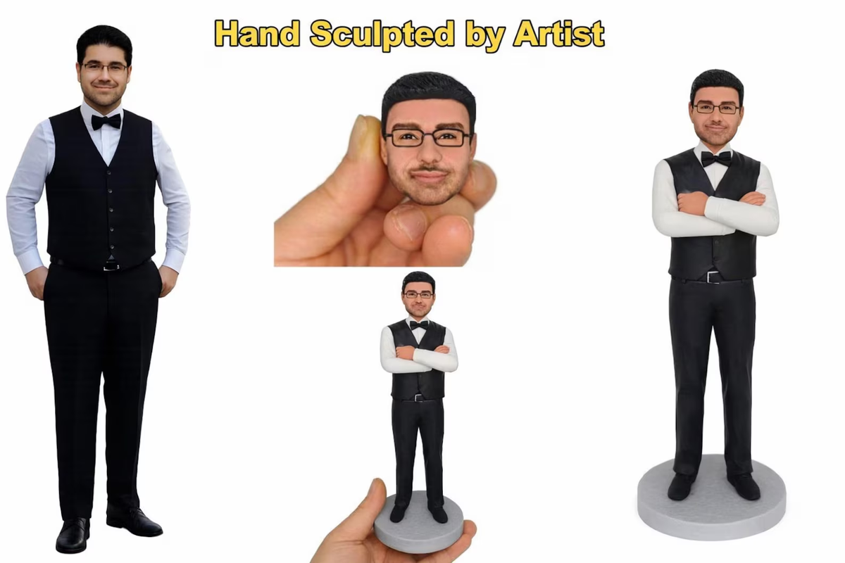 Wackelkopf vs personalisierte Figur nach Foto als handgemachtes Geschenk