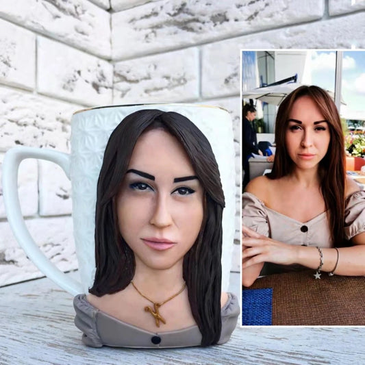 Custom Figurine Mug With Picture- Personalized 3D Portrait figure Coffee Mug, Handmade Gift for Coffee Lovers
