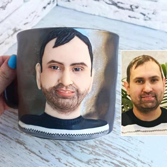 Custom Figurine Mug With Picture- Personalized 3D Portrait figure Coffee Mug, Handmade Gift for Coffee Lovers