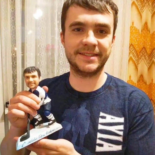 custom ice hockey bobblehead from photo, personalized hockey figure gift