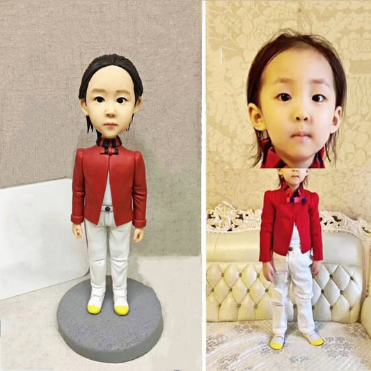 Custom Kid Bobblehead - Personalized 3D Child Portrait Figurine from Photo - Unique Handmade Gift for Baby Shower, Birthday, or Newborn - uDesign Gift
