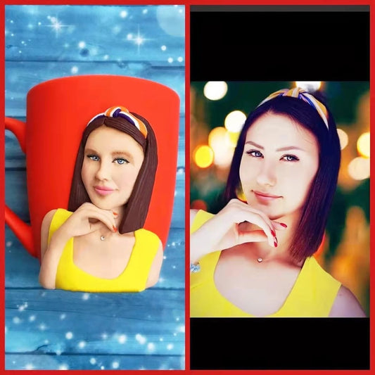 Custom Figurine Mug With Picture- Personalized 3D Portrait figure Coffee Mug, Handmade Gift for Coffee Lovers