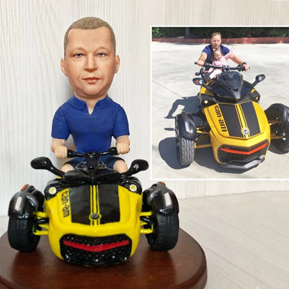 custom racing bobblehead with a car